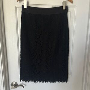 J CREW LACE PENCIL SKIRT BLACK 6P